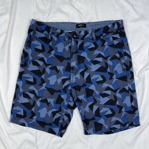 Forever 21 Men Triangle Print Navy Blue Chino Shorts Mens Size 31 100% Cotton